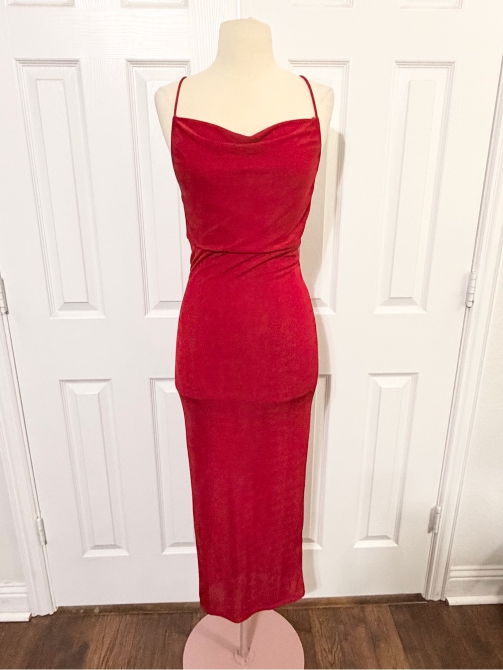 Forever 21 Red Spaghetti-Strap Cowl Dress